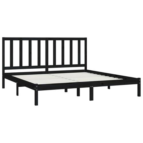 Sengeramme 200x200 cm massivt fyrretræ sort