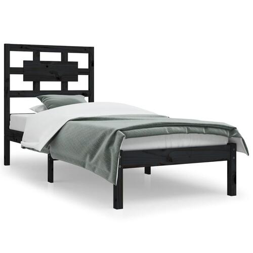 Sengeramme 100x200 cm massivt fyrretræ sort