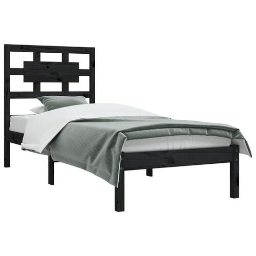 Sengeramme 100x200 cm massivt fyrretræ sort