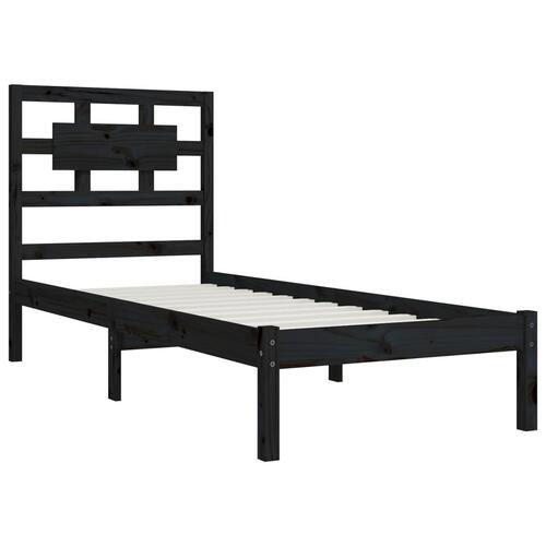 Sengeramme 100x200 cm massivt fyrretræ sort