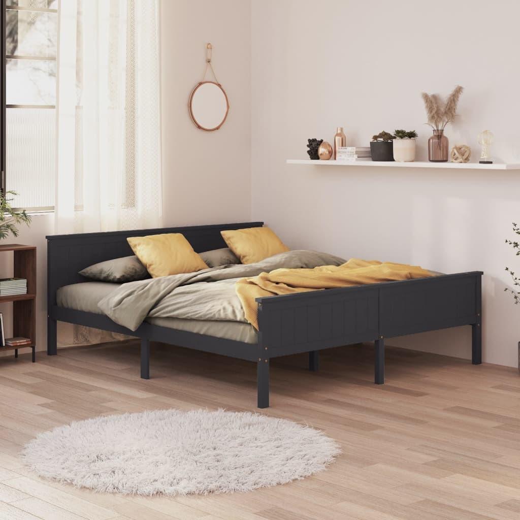 Sengeramme 180x200 cm massivt fyrretræ grå