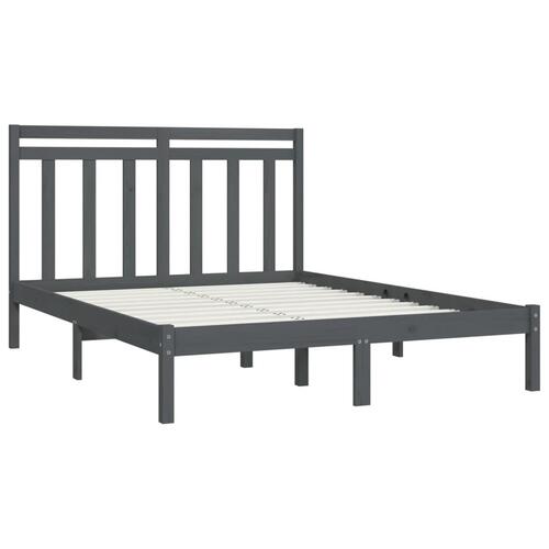 Sengeramme 135x190 cm Double massivt fyrretræ grå