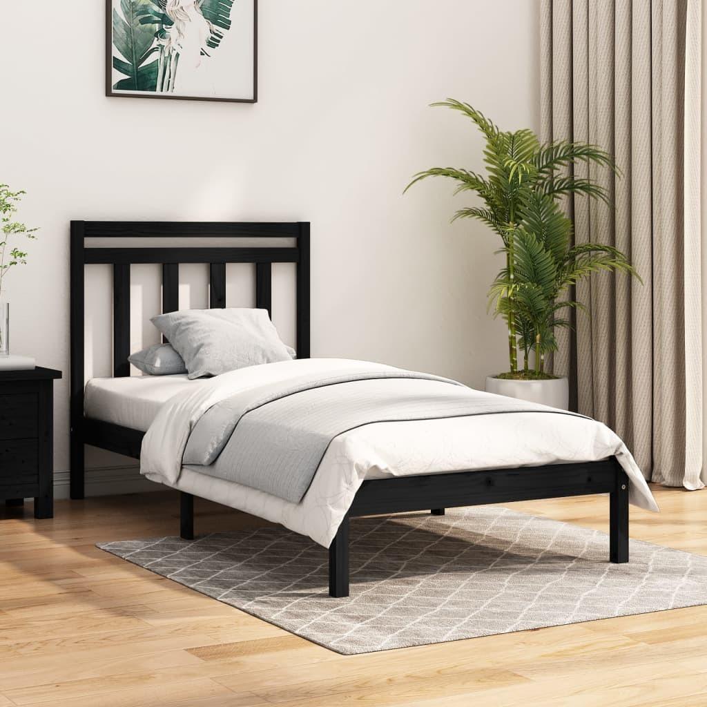 Sengeramme 100x200 cm massivt træ sort