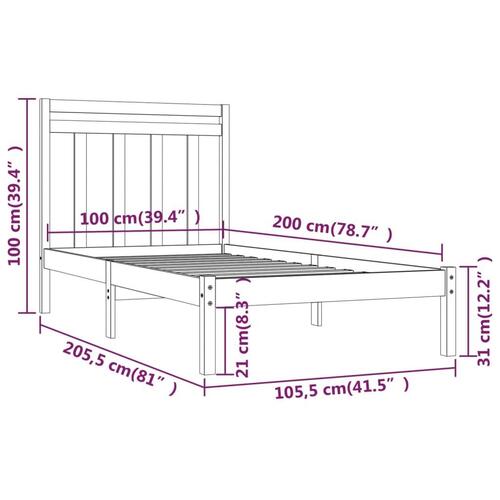 Sengeramme 100x200 cm massivt træ sort
