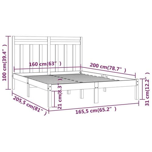 Sengeramme 160x200 cm massivt træ hvid