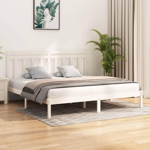 Sengeramme 200x200 cm massivt træ hvid