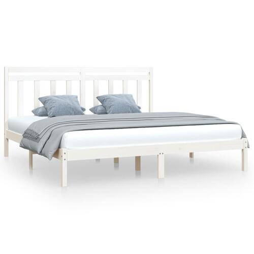 Sengeramme 200x200 cm massivt træ hvid