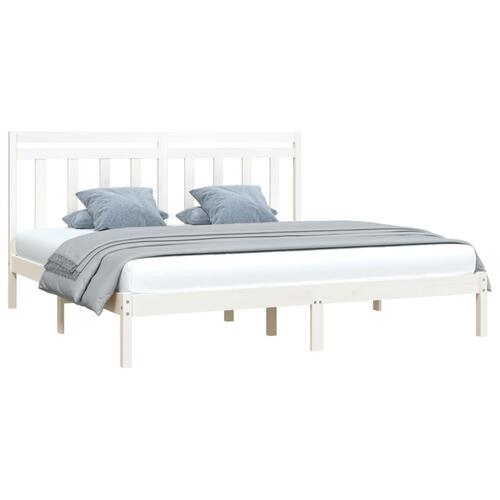 Sengeramme 200x200 cm massivt træ hvid
