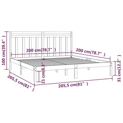 Sengeramme 200x200 cm massivt træ hvid