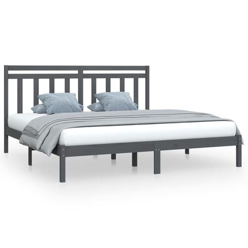 Sengeramme 200x200 cm massivt træ grå