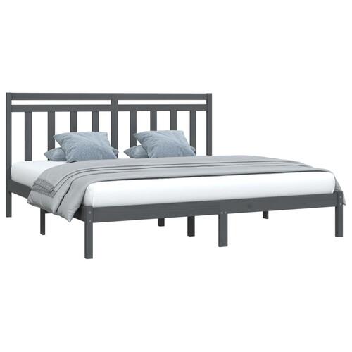 Sengeramme 200x200 cm massivt træ grå