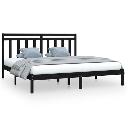 Sengeramme 200x200 cm massivt træ sort