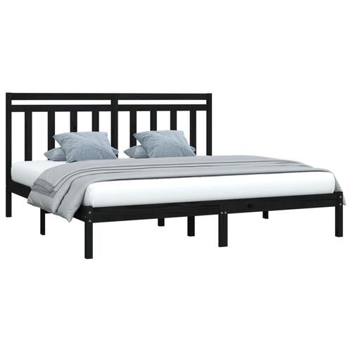 Sengeramme 200x200 cm massivt træ sort