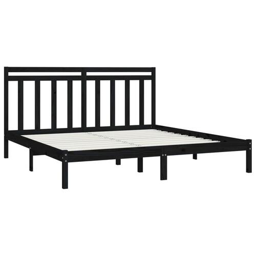 Sengeramme 200x200 cm massivt træ sort