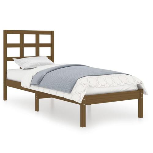 Sengeramme 75x190 cm Small Single massivt træ gyldenbrun