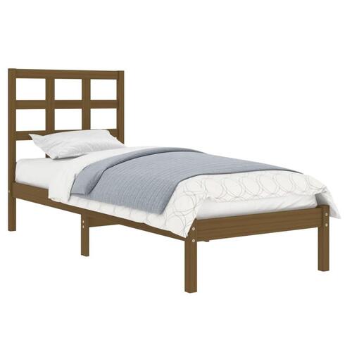 Sengeramme 75x190 cm Small Single massivt træ gyldenbrun