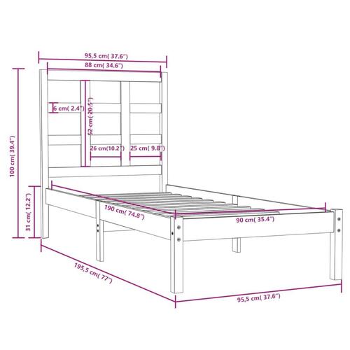 Sengeramme 90x190 cm massivt træ