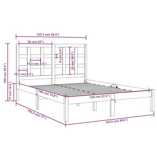 Sengeramme 120x190 cm massivt træ