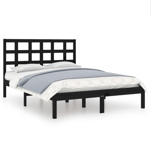 Sengeramme 135x190 cm Double massivt fyrretræ sort