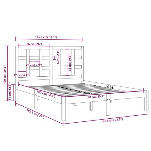 Sengeramme 140x190 cm massivt træ