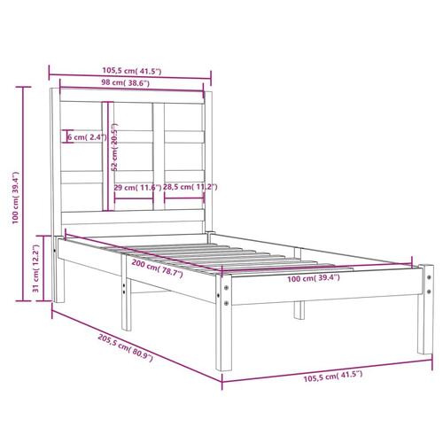 Sengeramme 100x200 cm massivt træ