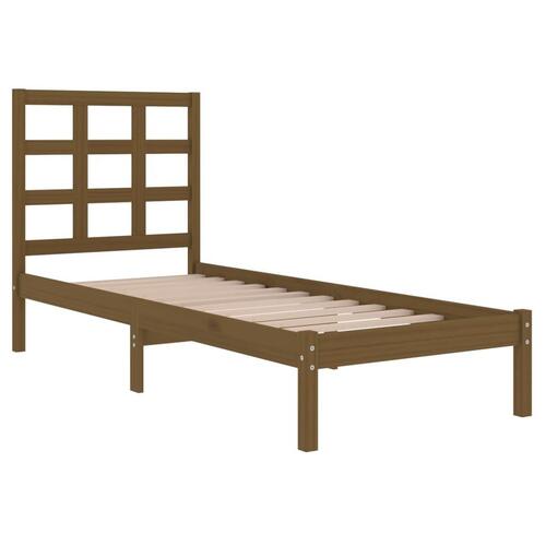 Sengeramme 100x200 cm massivt træ gyldenbrun