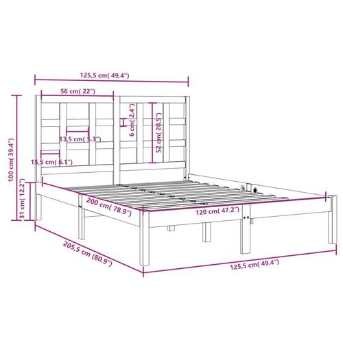 Sengeramme 120x200 cm massivt træ hvid