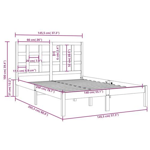 Sengeramme 140x200 cm massivt træ sort