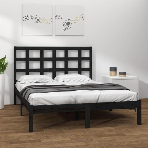 Sengeramme 200x200 cm massivt træ sort