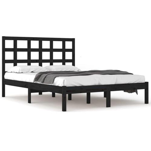 Sengeramme 200x200 cm massivt træ sort