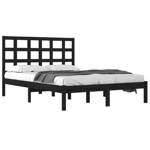 Sengeramme 200x200 cm massivt træ sort