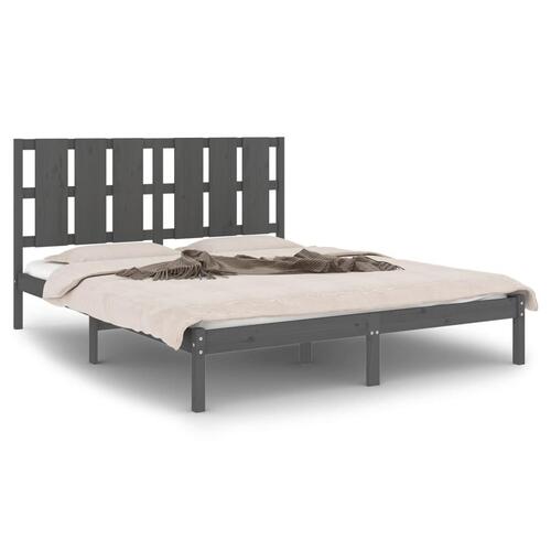 Sengeramme 150x200 cm King Size massivt fyrretræ grå