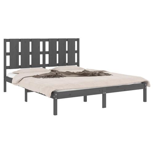 Sengeramme 150x200 cm King Size massivt fyrretræ grå