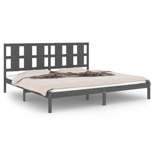 Sengeramme 200x200 cm massivt fyrretræ grå