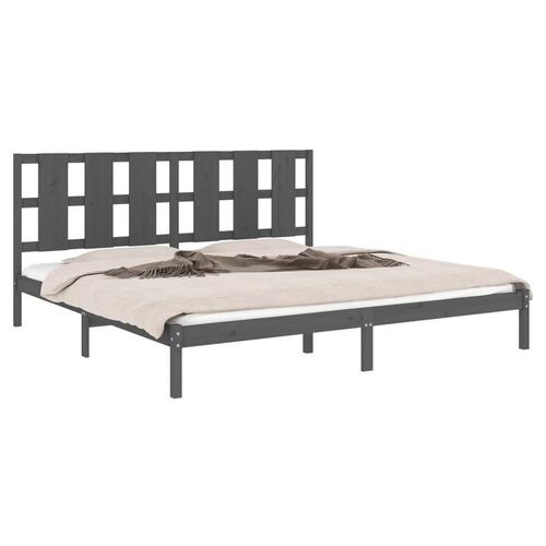 Sengeramme 200x200 cm massivt fyrretræ grå