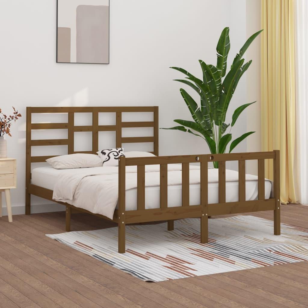 Sengeramme 120x200 cm massivt fyrretræ gyldenbrun