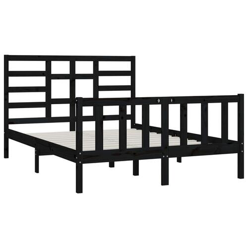 Sengeramme 120x200 cm massivt fyrretræ sort