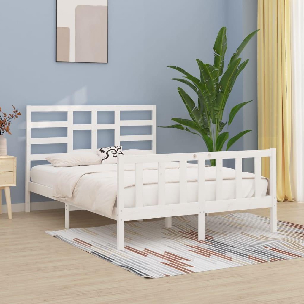 Sengeramme 140x200 cm massivt fyrretræ hvid