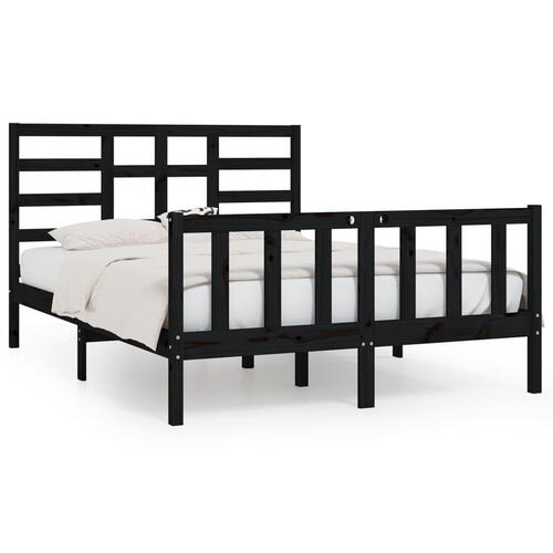 Sengeramme 140x200 cm massivt fyrretræ sort