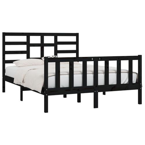Sengeramme 140x200 cm massivt fyrretræ sort