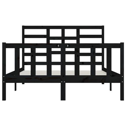 Sengeramme 140x200 cm massivt fyrretræ sort