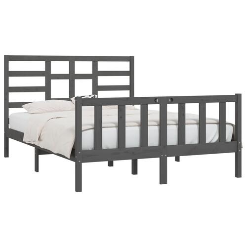 Sengeramme 150x200 cm King Size massivt fyrretræ grå
