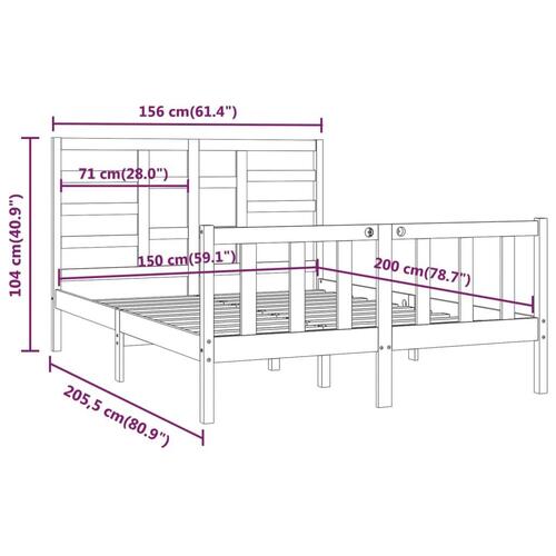 Sengeramme 150x200 cm King Size massivt fyrretræ grå