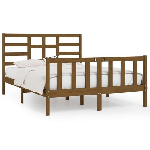 Sengeramme 150x200 cm King Size massivt træ gyldenbrun
