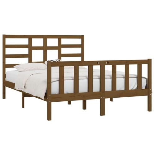 Sengeramme 150x200 cm King Size massivt træ gyldenbrun