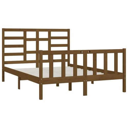 Sengeramme 150x200 cm King Size massivt træ gyldenbrun