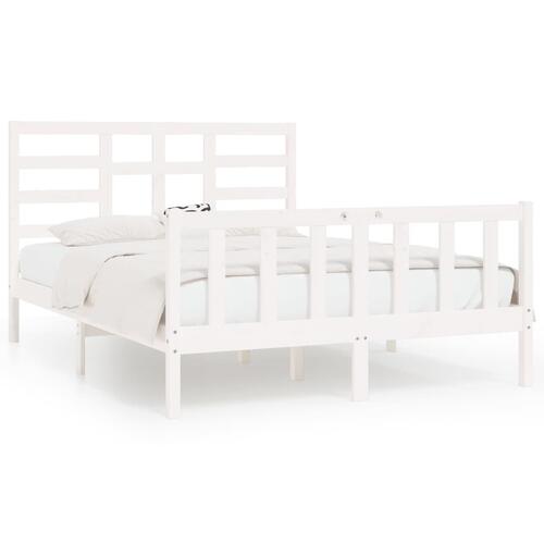 Sengeramme uden madras 160x200 cm massivt fyrretræ hvid