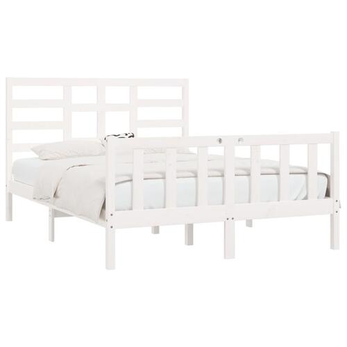 Sengeramme uden madras 160x200 cm massivt fyrretræ hvid