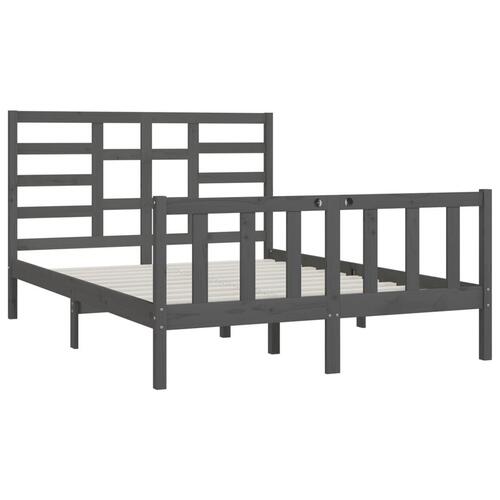 Sengeramme 160x200 cm massivt fyrretræ grå