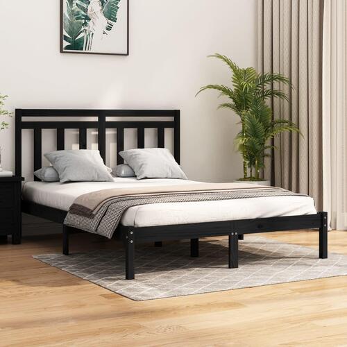 Sengeramme 150x200 cm King Size massivt træ sort